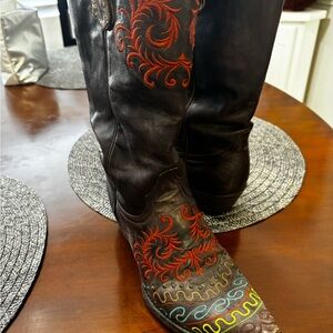Women's Black Embroidered Boots